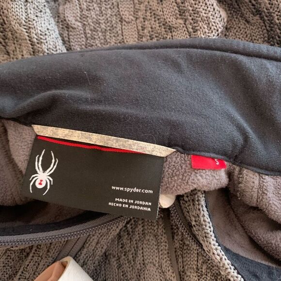 SPYDER major gray sweater jacket cable full zip Sz small s - Picture 9 of 9